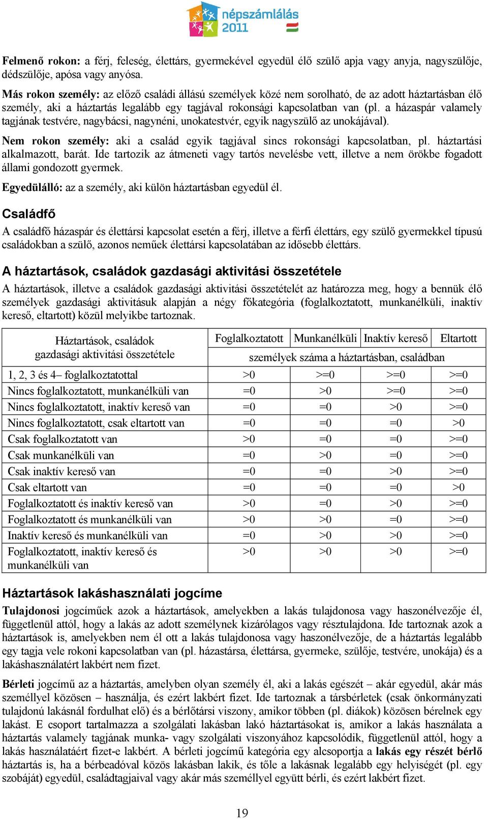 a házaspár valamely tagjának testvére, nagybácsi, nagynéni, unokatestvér, egyik nagyszülő az unokájával). Nem rokon személy: aki a család egyik tagjával sincs rokonsági kapcsolatban, pl.