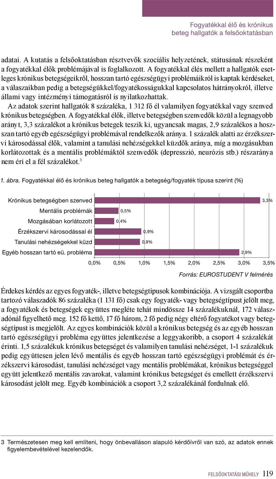 A fogyatékkal élés mellett a hallgatók esetleges krónikus betegségeikről, hosszan tartó egészségügyi problémáikról is kaptak kérdéseket, a válaszaikban pedig a betegségükkel/fogyatékosságukkal
