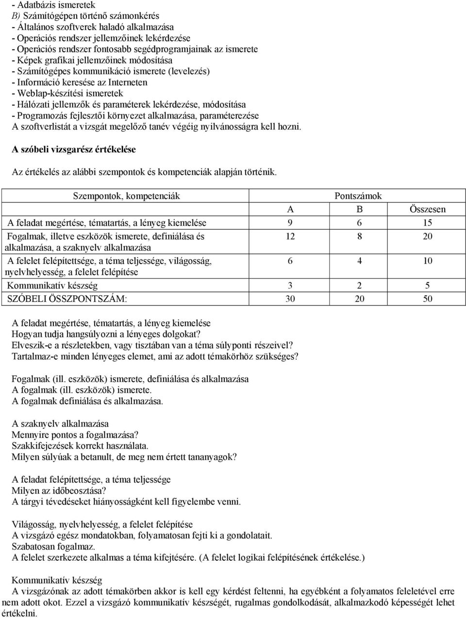 lekérdezése, módosítása - Programozás fejlesztői környezet alkalmazása, paraméterezése A szoftverlistát a vizsgát megelőző tanév végéig nyilvánosságra kell hozni.