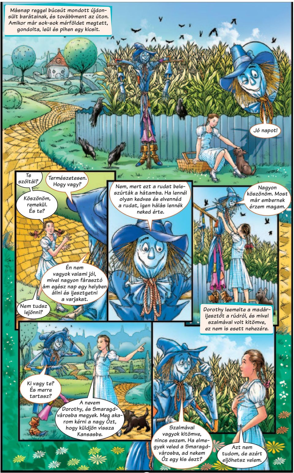 Én nem vagyok valami jól, mivel nagyon fárasztó ám egész nap egy helyben állni és ijesztgetni a varjakat. Nem tudsz lejönni?