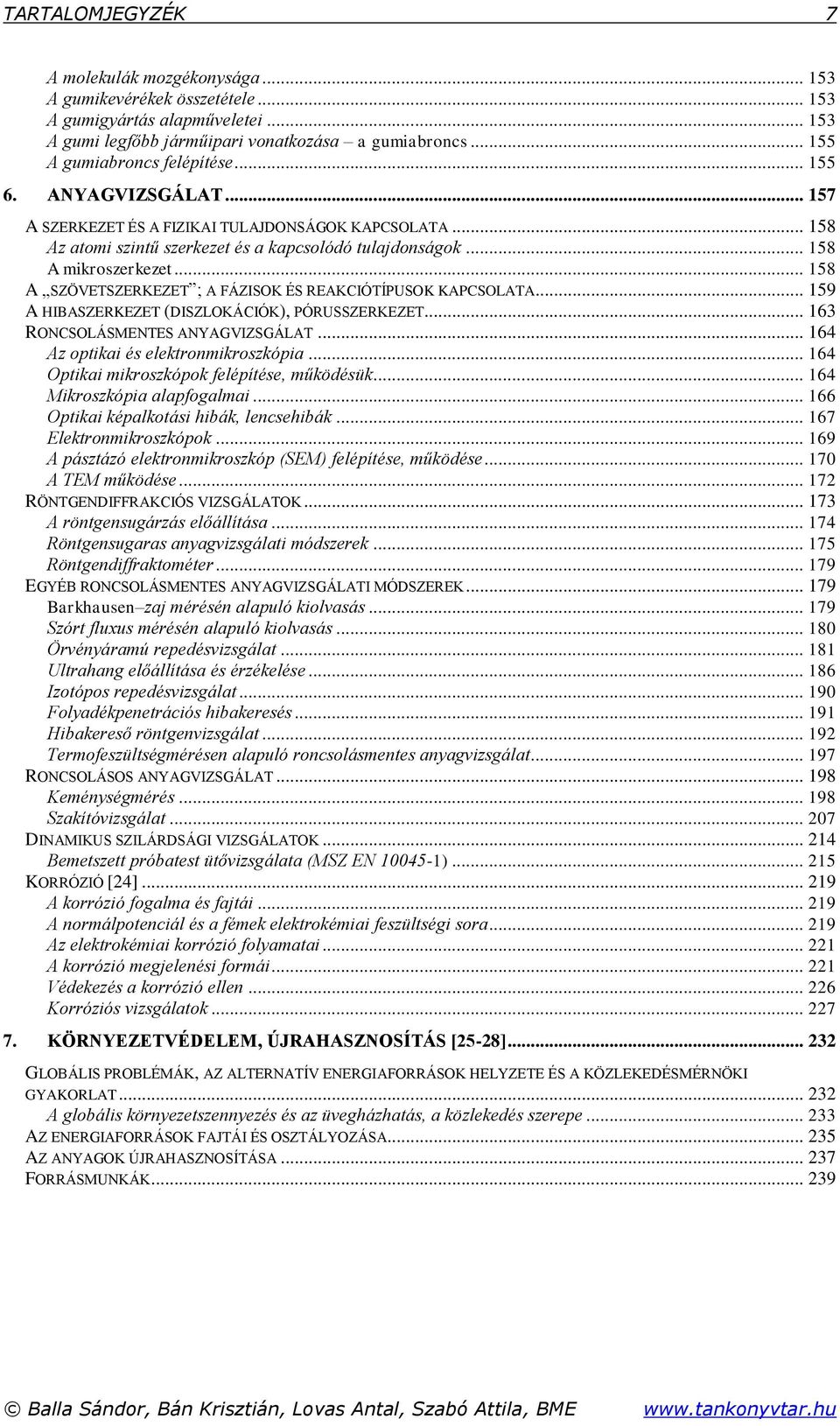 .. 158 A SZÖVETSZERKEZET ; A FÁZISOK ÉS REAKCIÓTÍPUSOK KAPCSOLATA... 159 A HIBASZERKEZET (DISZLOKÁCIÓK), PÓRUSSZERKEZET... 163 RONCSOLÁSMENTES ANYAGVIZSGÁLAT... 164 Az optikai és elektronmikroszkópia.