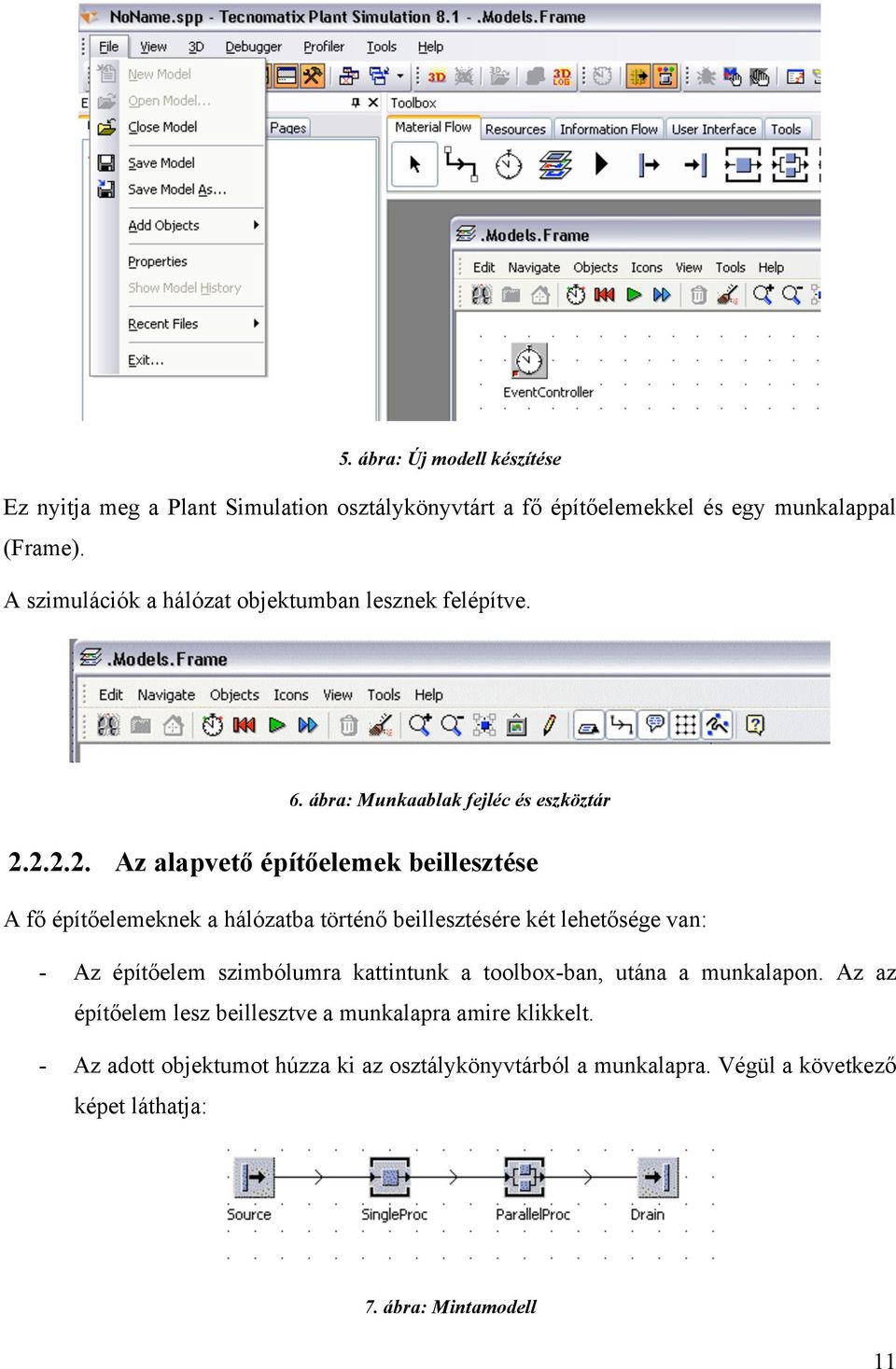 2.2.2. Az alapvető építőelemek beillesztése A fő építőelemeknek a hálózatba történő beillesztésére két lehetősége van: - Az építőelem szimbólumra