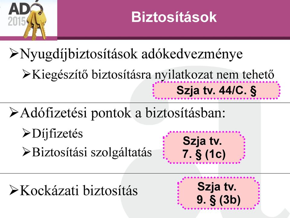 Adófizetési pontok a biztosításban: Díjfizetés Biztosítási