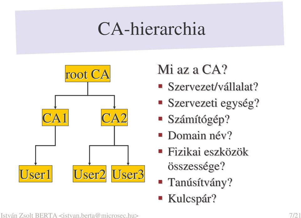 Domain név? Fizikai eszközök összessége? Tanúsítvány?