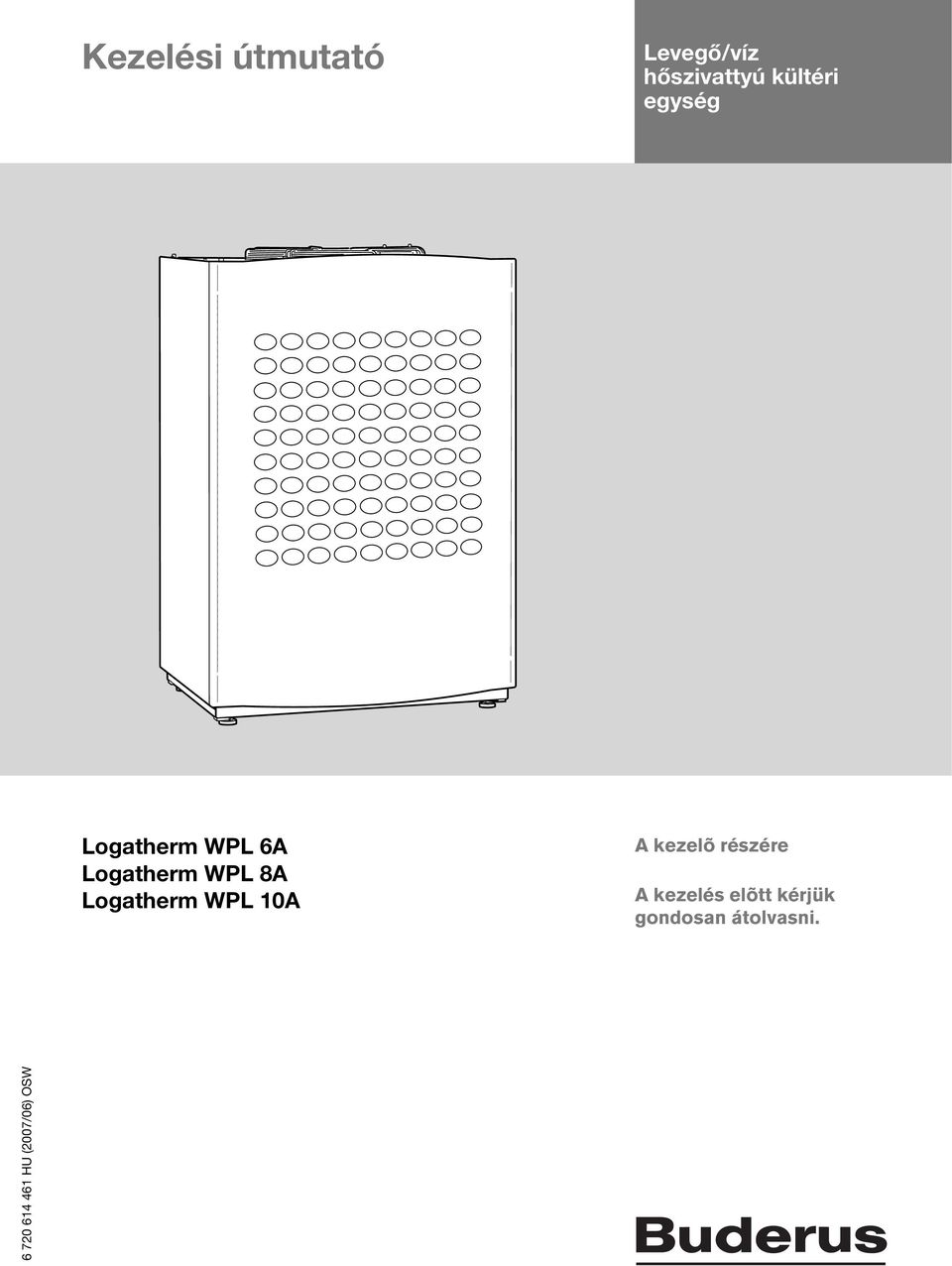 Logatherm WPL 10A A kezelõ részére A kezelés