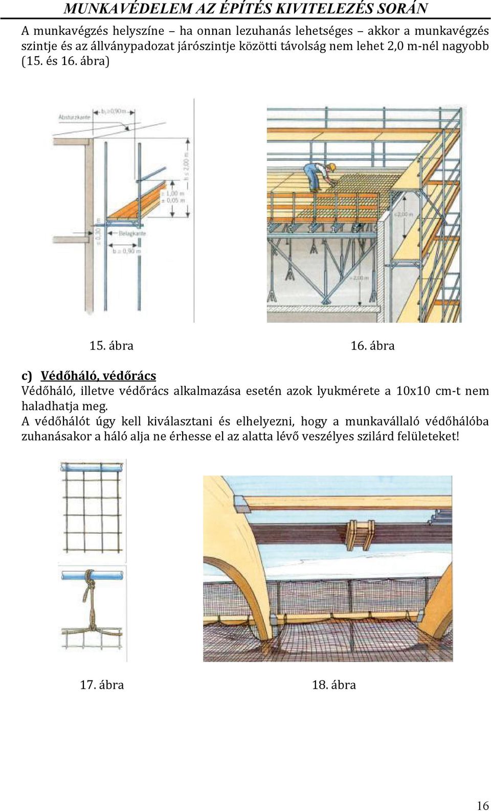 ábra c) Védőháló, védőrács Védőháló, illetve védőrács alkalmazása esetén azok lyukmérete a 10x10 cm-t nem haladhatja meg.