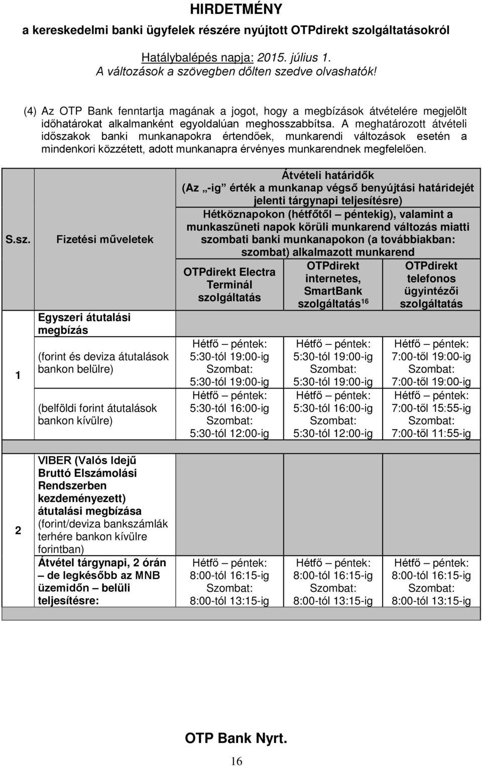 kok banki munkanapokra értendőek, munkarendi változások esetén a mindenkori közzétett, adott munkanapra érvényes munkarendnek megfelelően. S.sz.
