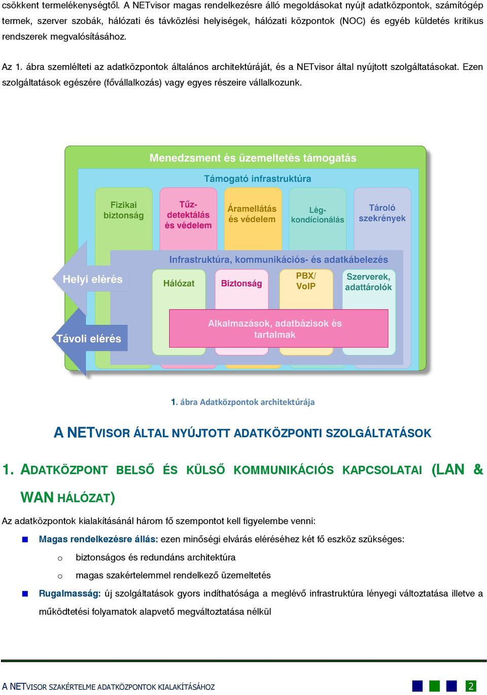 rendszerek megvalósításához. Az 1. ábra szemlélteti az adatközpontok általános architektúráját, és a NETvisor által nyújtott szolgáltatásokat.
