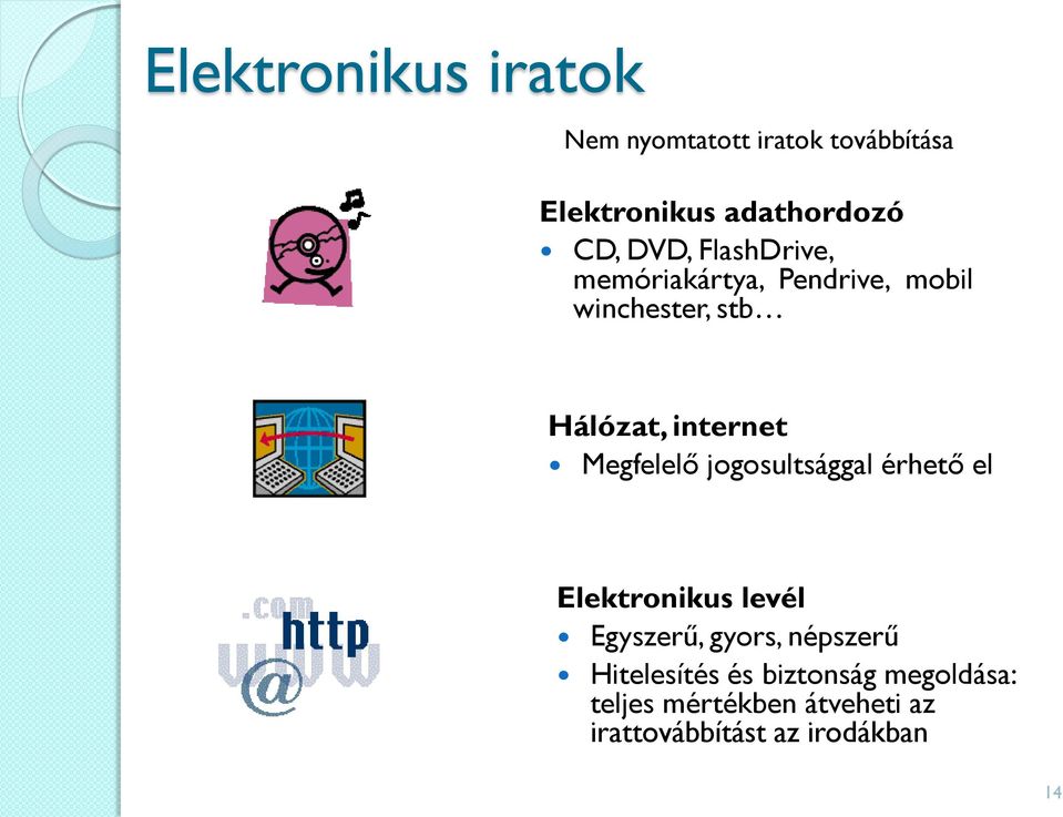 Megfelelő jogosultsággal érhető el Elektronikus levél Egyszerű, gyors, népszerű