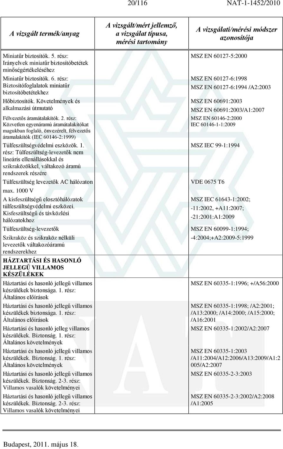 rész: Közvetlen egyenáramú áramátalakítókat magukban foglaló, önvezérelt, félvezetõs áramalakítók (IEC 60146-2:1999) Túlfeszültségvédelmi eszközök. 1.