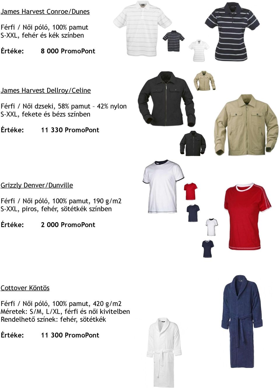 Denver/Dunville Férfi / Női póló, 100% pamut, 190 g/m2 S-XXL, piros, fehér, sötétkék színben 2 000 PromoPont Cottover