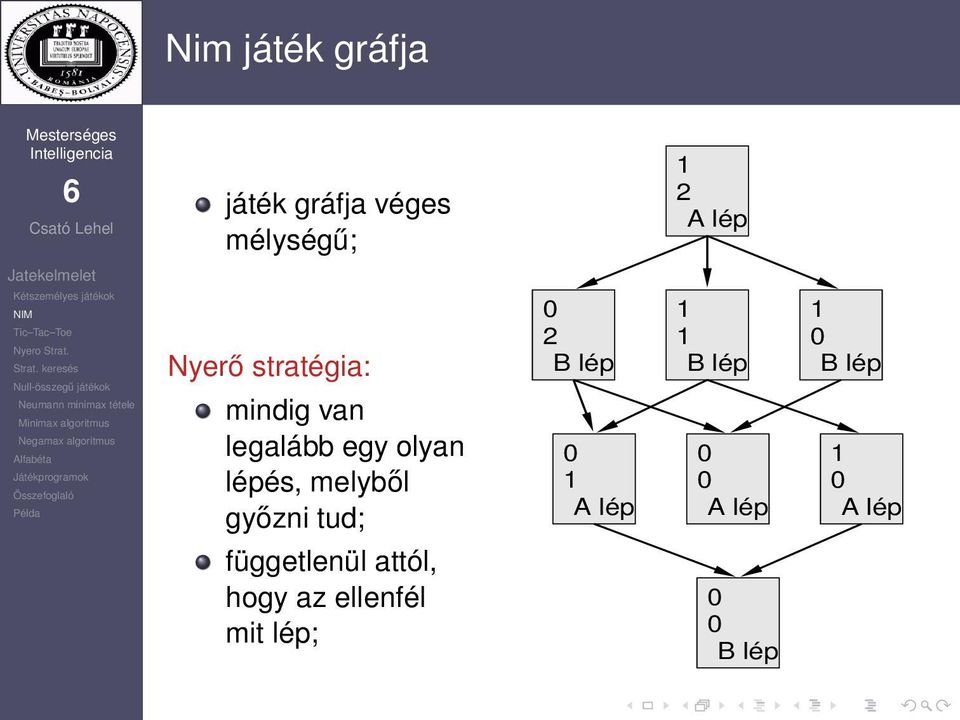 melyből győzni tud; függetlenül attól, hogy az ellenfél mit