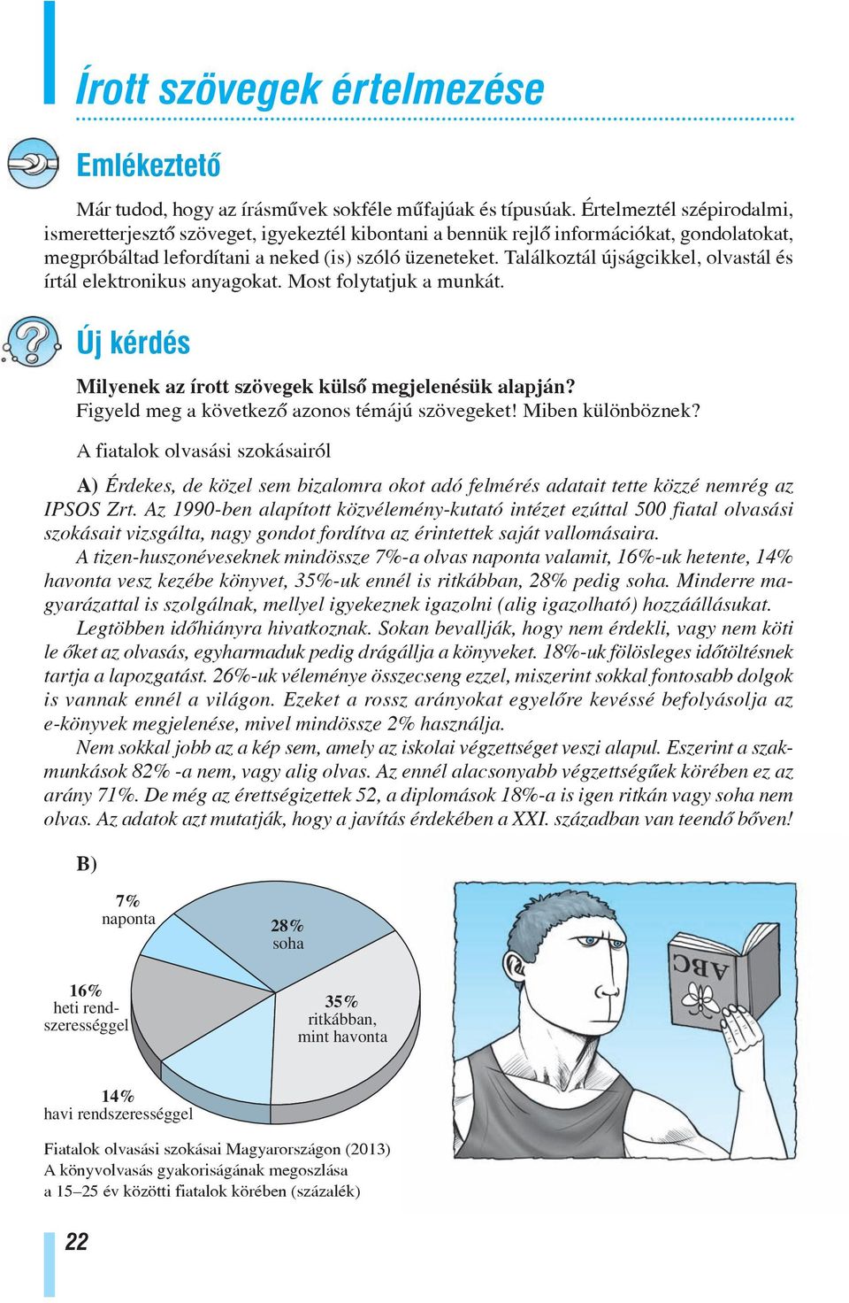 Találkoztál újságcikkel, olvastál és írtál elektronikus anyagokat. Most folytatjuk a munkát. Új kérdés Milyenek az írott szövegek külsõ megjelenésük alapján?