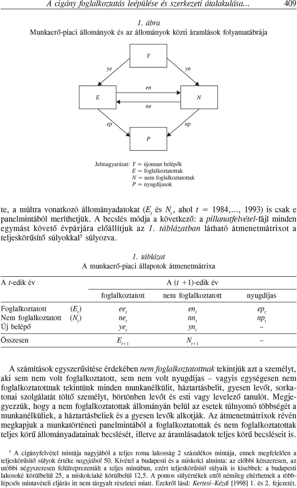 nyugdíjasok te, a múltra vonatkozó állományadatokat (E t és N t, ahol t = 1984,, 1993) is csak e panelmintából meríthetjük.