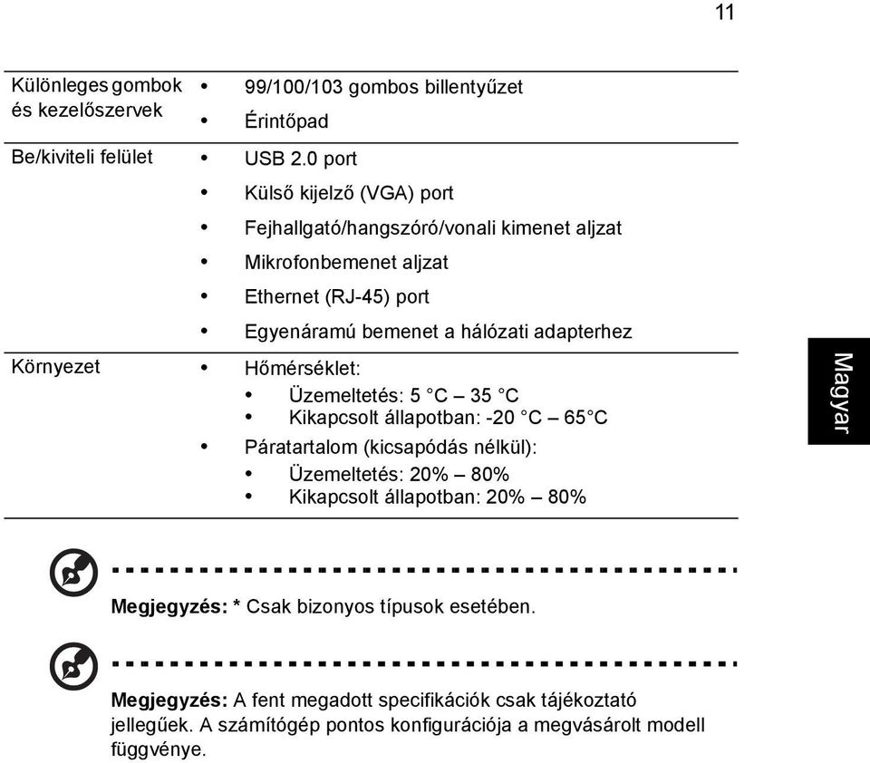adapterhez Környezet Hőmérséklet: Üzemeltetés: 5 C 35 C Kikapcsolt állapotban: -20 C 65 C Páratartalom (kicsapódás nélkül): Üzemeltetés: 20% 80%
