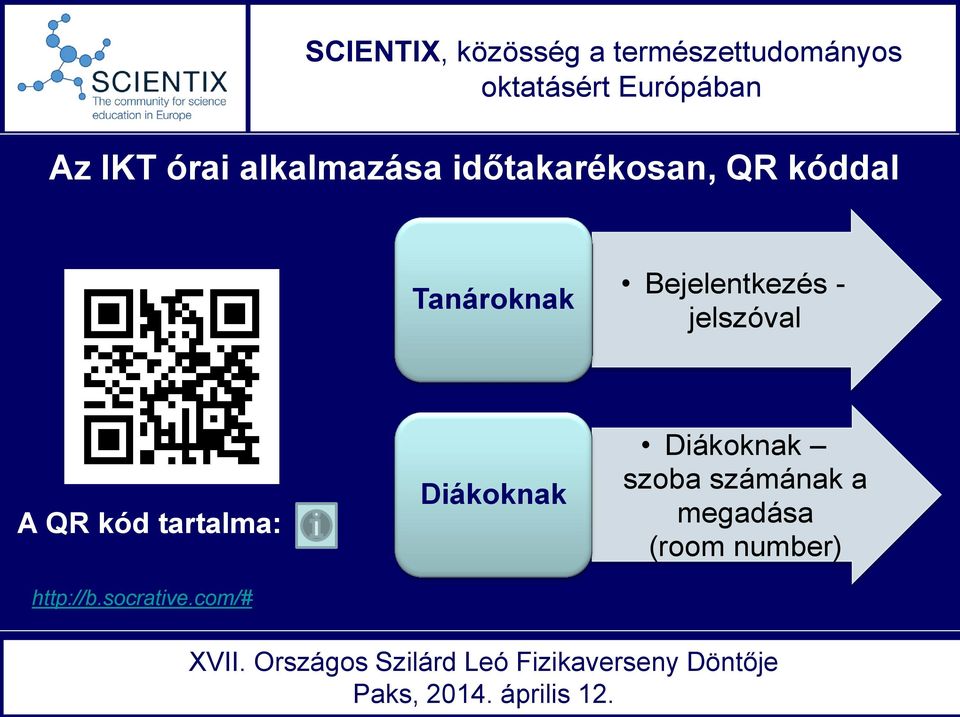 QR kód tartalma: http://b.socrative.