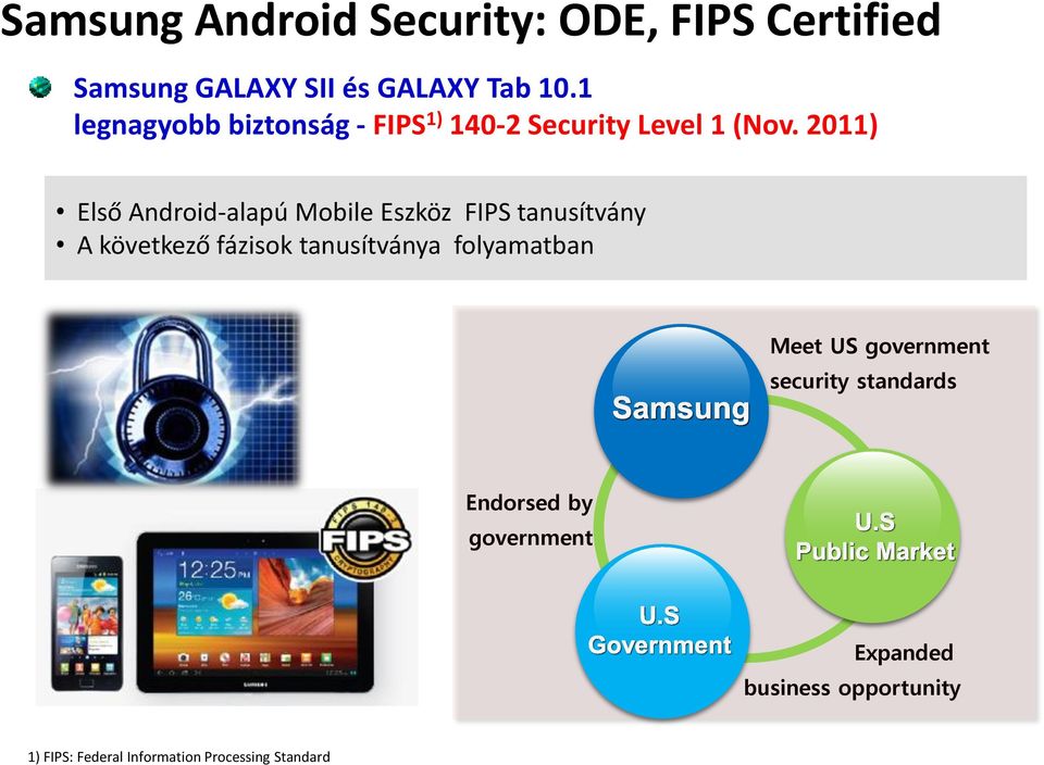 2011) Első Android-alapú Mobile Eszköz FIPS tanusítvány A következő fázisok tanusítványa