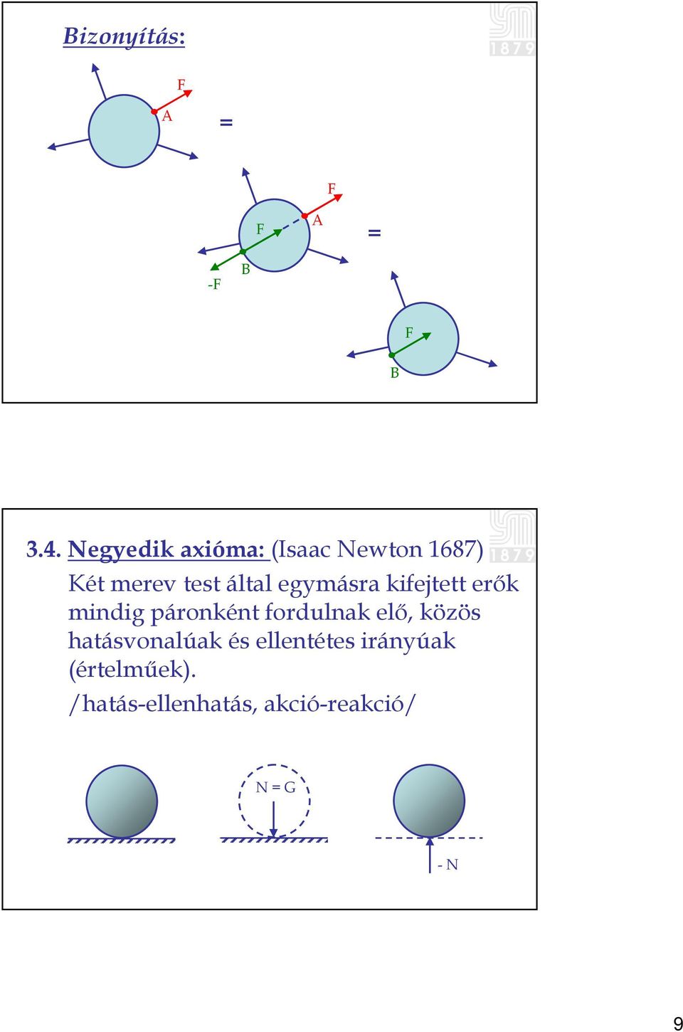 egymásra kifejtett erők mindig páronként fordulnak elő, közös