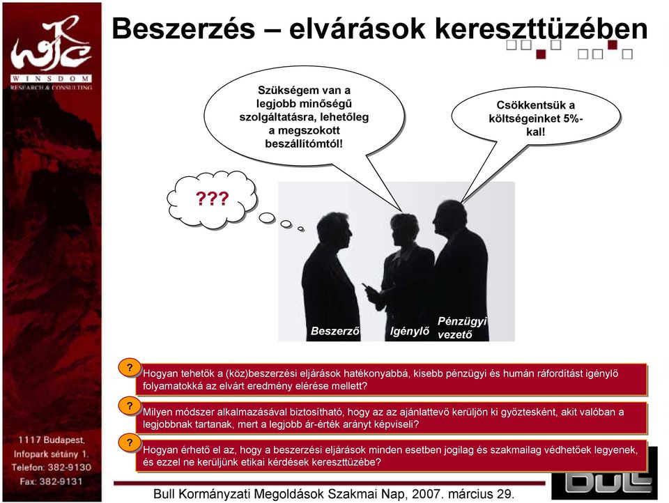 ????? Hogyan tehetők a (köz)beszerzési eljárások hatékonyabbá, kisebb pénzügyi és humán ráfordítást igénylő folyamatokká az elvárt eredmény elérése mellett?