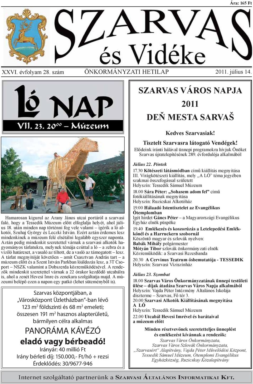 SZARVAS VÁROS NAPJA 2011 DEŇ MESTA SARVAŠ - PDF Ingyenes letöltés