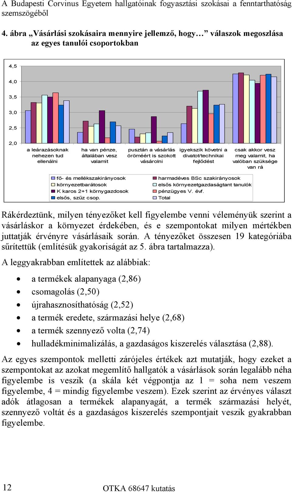 pusztán a vásárlás öröméért is szokott vásárolni igyekszik követni a divatot/technikai fejlődést csak akkor vesz meg valamit, ha valóban szüksége van rá fő- és mellékszakirányosok környezetbarátosok