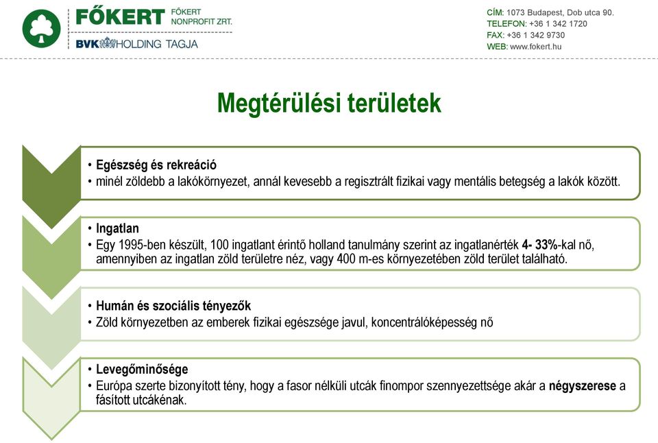 néz, vagy 400 m-es környezetében zöld terület található.