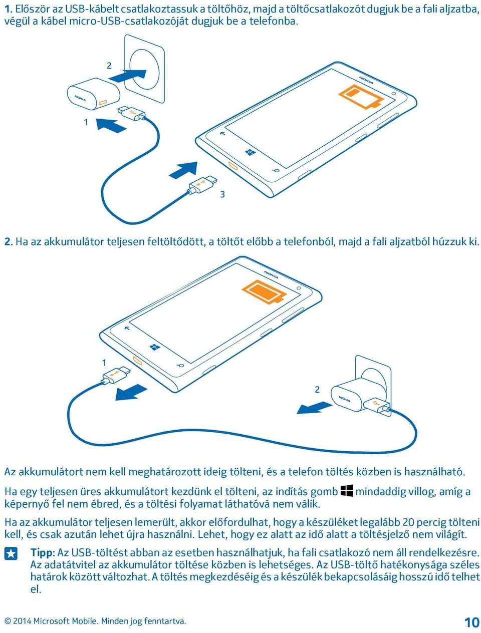 Ha egy teljesen üres akkumulátort kezdünk el tölteni, az indítás gomb képernyő fel nem ébred, és a töltési folyamat láthatóvá nem válik.