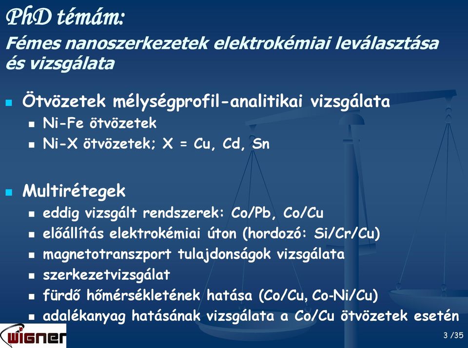 előállítás elektrokémiai úton (hordozó: Si/Cr/Cu) magnetotranszport tulajdonságok vizsgálata