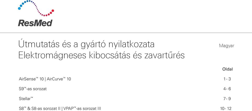 Oldal AirSense 10 AirCurve 10 1-3 S9 -as sorozat