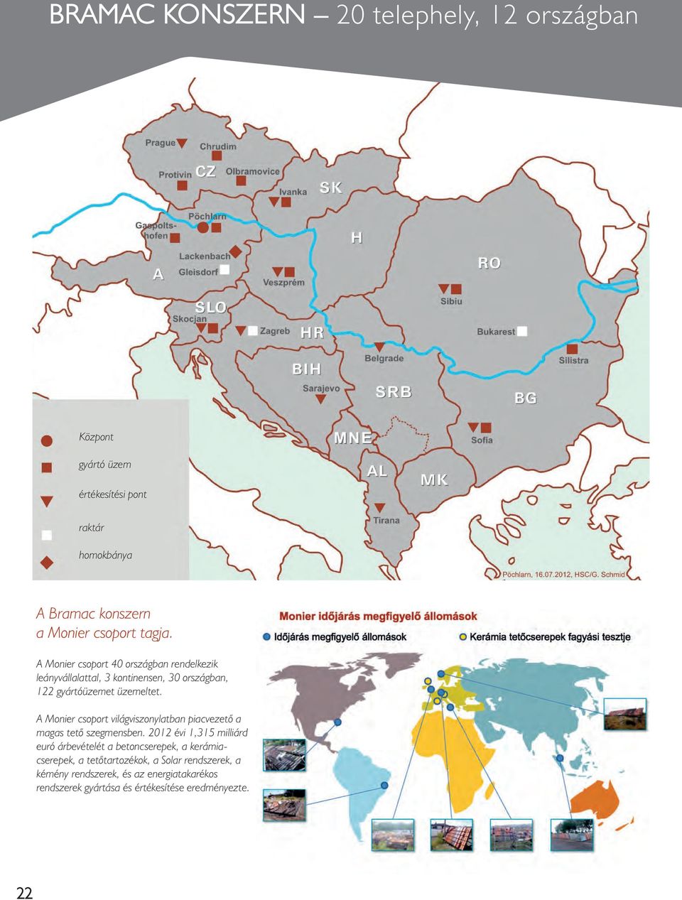 A Monier csoport világviszonylatban piacvezetõ a magas tetõ szegmensben.