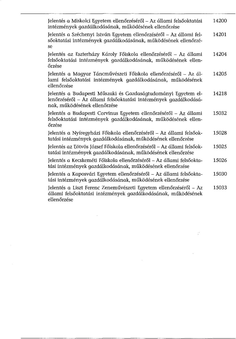 Magyar Táncművészeti Főiskola ellenőrzéséről - Az állami felsőoktatási intézmények gazdálkodásának, működésének ellenőrzése Jelentés a Budapesti Műszaki és Gazdaságtudományi Egyetem ellenőrzéséről -