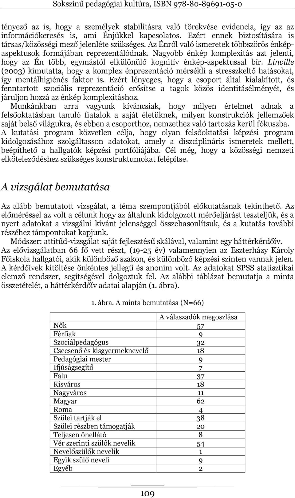 Linville (2003) kimutatta, hogy a komplex énprezentáció mérsékli a stresszkeltő hatásokat, így mentálhigiénés faktor is.