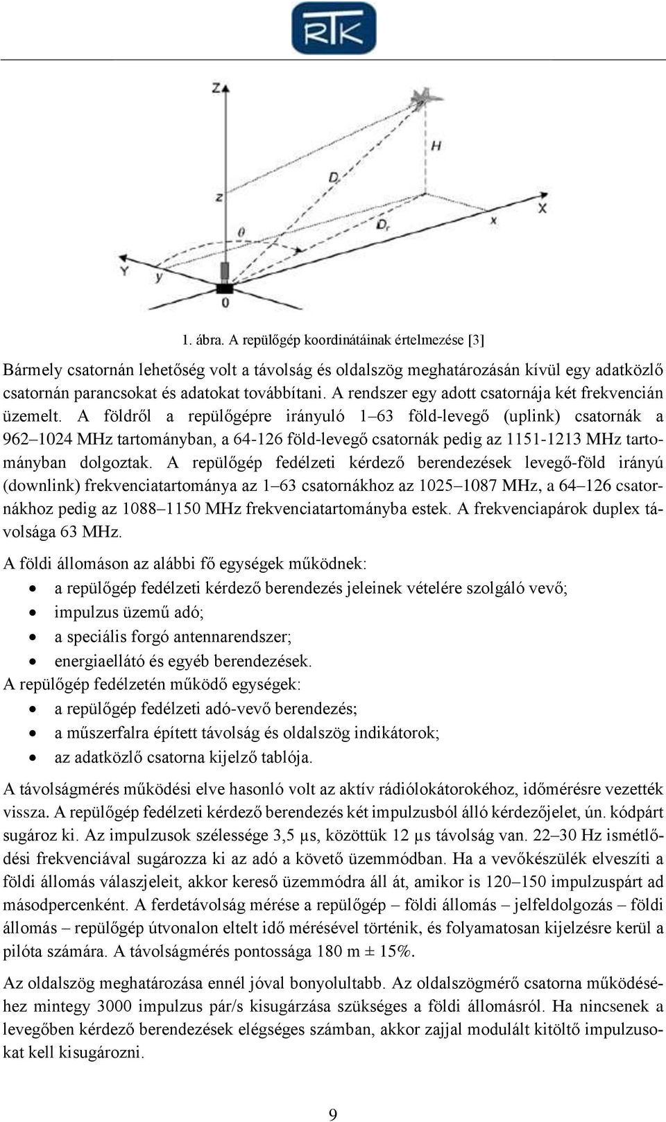 A földről a repülőgépre irányuló 1 63 föld-levegő (uplink) csatornák a 962 1024 MHz tartományban, a 64-126 föld-levegő csatornák pedig az 1151-1213 MHz tartományban dolgoztak.