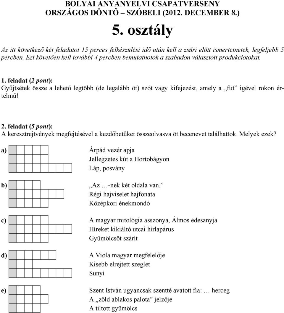 a) Árpád vezér apja Jellegzetes kút a Hortobágyon Láp, posvány b) Az -nek két oldala van.