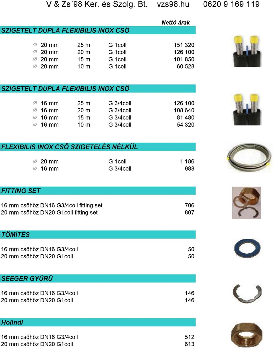 NÉLKÜL 20 mm G 1coll 1 186 16 mm G 3/4coll 988 FITTING SET 16 mm csőhöz DN16 G3/4coll fitting set 706 20 mm csőhöz DN20 G1coll fitting set 807 TÖMÍTÉS 16 mm csőhöz DN16