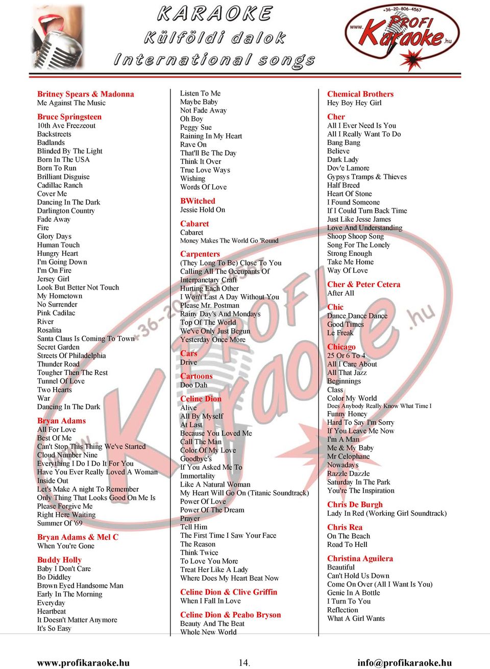Rosalita Santa Claus Is Coming To Town Secret Garden Streets Of Philadelphia Thunder Road Tougher Then The Rest Tunnel Of Love Two Hearts War Dancing In The Dark Bryan Adams All For Love Best Of Me