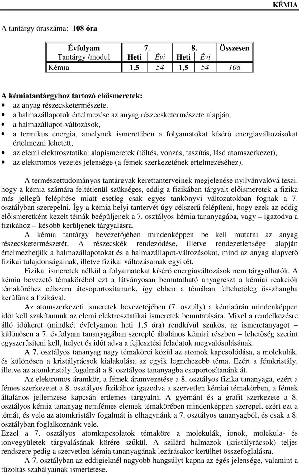 alapján, a halmazállapot-változások, a termikus energia, amelynek ismeretében a folyamatokat kísérő energiaváltozásokat értelmezni lehetett, az elemi elektrosztatikai alapismeretek (töltés, vonzás,