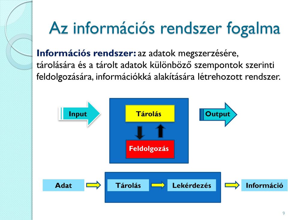 szerinti feldolgozására, információkká alakítására létrehozott