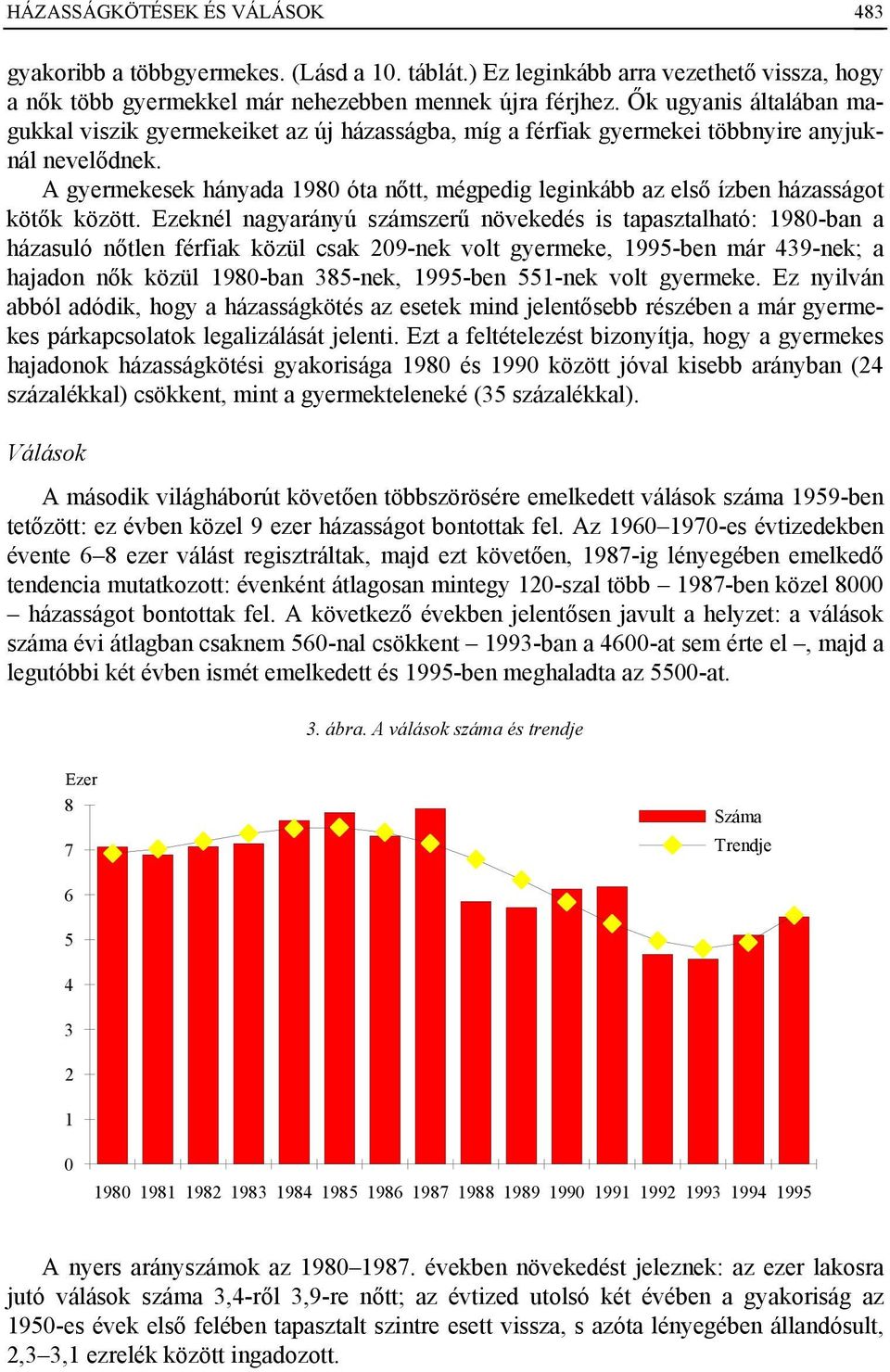 A gyermekesek hányada 1980 óta nőtt, mégpedig leginkább az első ízben házasságot kötők között.