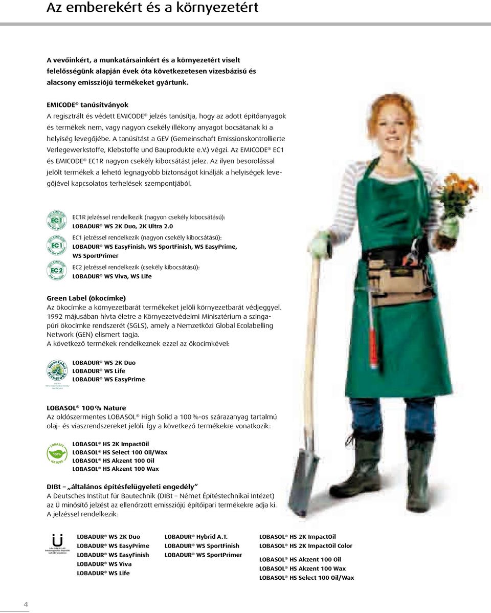 A tanúsítást a GEV (Gemeinschaft Emissionskontrollierte Verlegewerkstoffe, Klebstoffe und Bauprodukte e.v.) végzi. Az EMICODE EC1 és EMICODE EC1R nagyon csekély kibocsátást jelez.