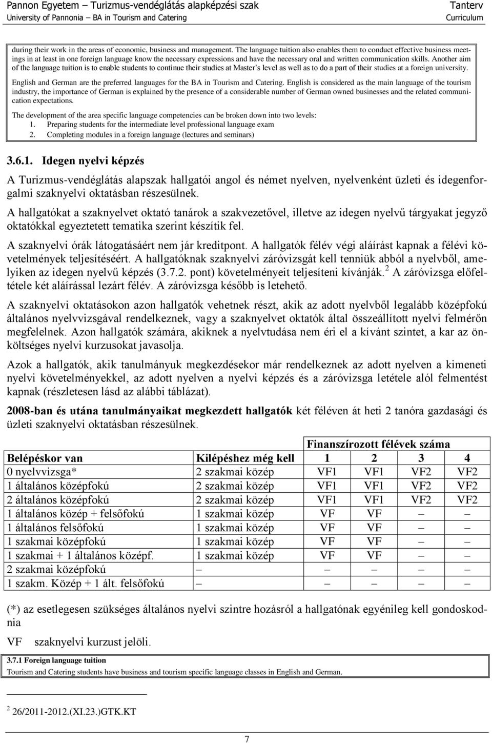 skills. Another aim of the language tuition is to enable students to continue their studies at Master s level as well as to do a part of their studies at a foreign university.