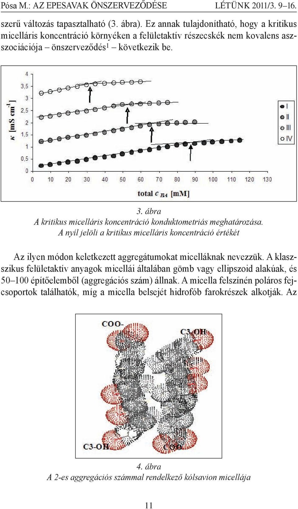 ábra A kritikus micelláris koncentráció konduktometriás meghatározása. A nyíl jelöli a kritikus micelláris koncentráció értékét Az ilyen módon keletkezett aggregátumokat micelláknak nevezzük.
