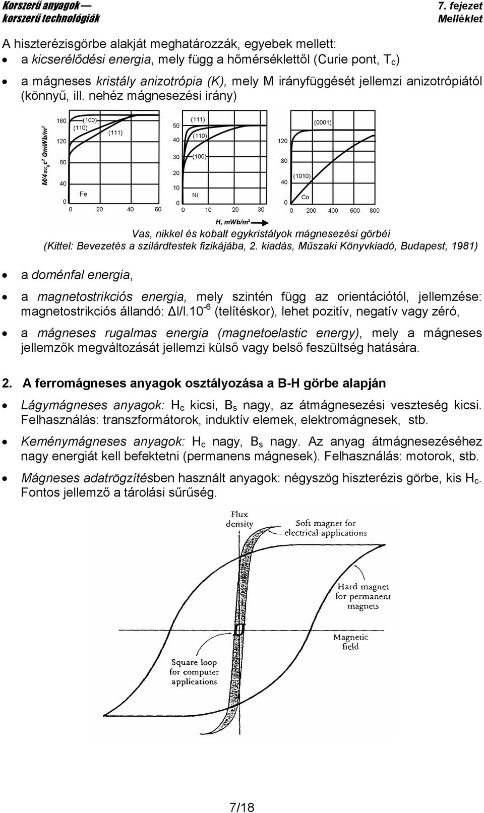 kiadás, Műszaki Könyvkiadó, Budapest, 1981) a doménfal energia, a magnetostrikciós energia, mely szintén függ az orientációtól, jellemzése: magnetostrikciós állandó: l/l.