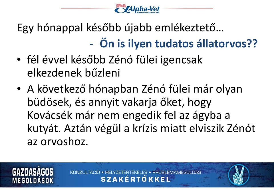 hónapban Zénó fülei már olyan büdösek, és annyit vakarja őket, hogy Kovácsék