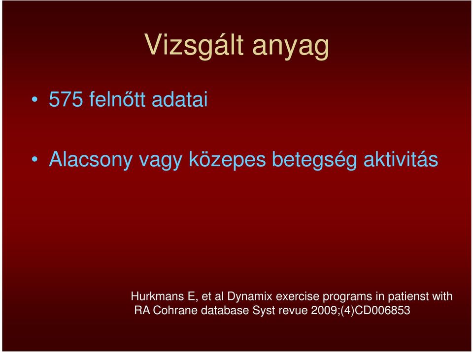 et al Dynamix exercise programs in patienst