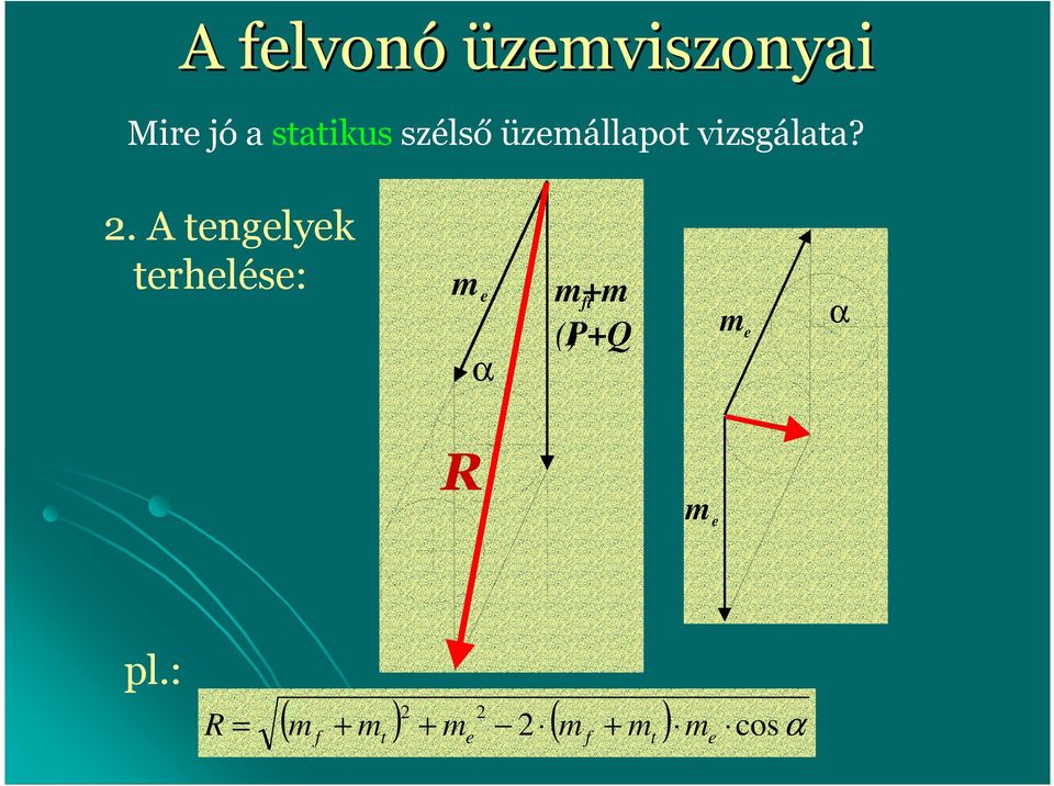 . A tengelyek terhelése: α m+m ft ()