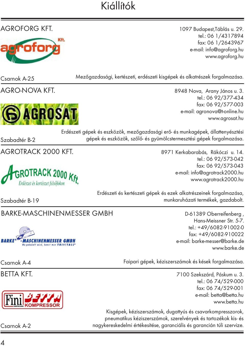 : 06 92/377-434 fax: 06 92/577-003 e-mail: agronova@t-online.hu www.agrosat.