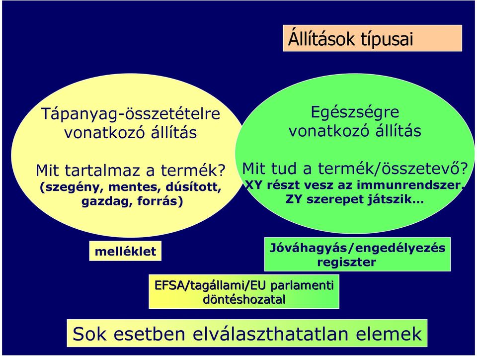 termék/összetevı? XY részt vesz az immunrendszer.