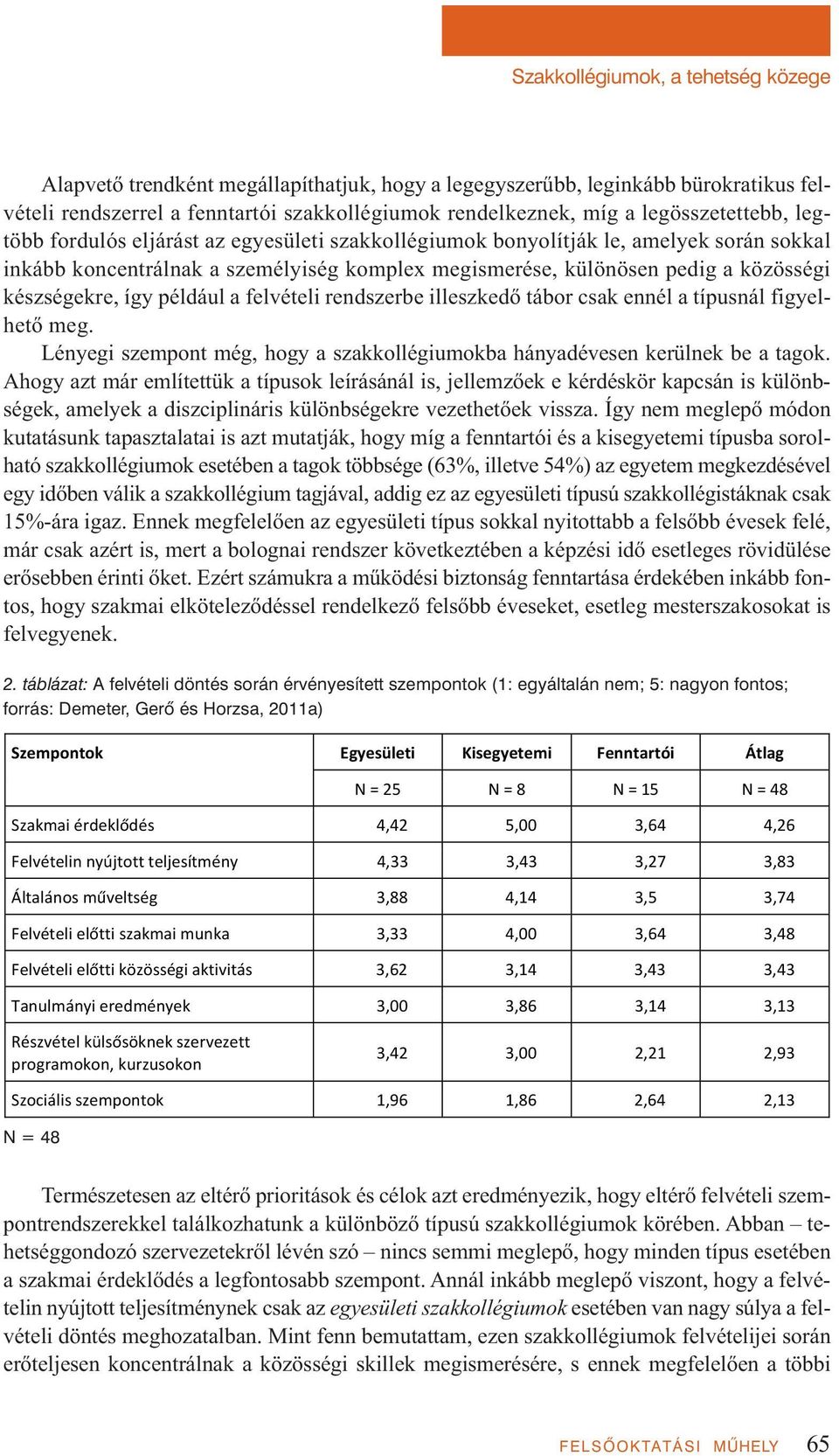 készségekre, így például a felvételi rendszerbe illeszkedő tábor csak ennél a típusnál figyel - hető meg. Lényegi szempont még, hogy a szakkollégiumokba hányadévesen kerülnek be a tagok.