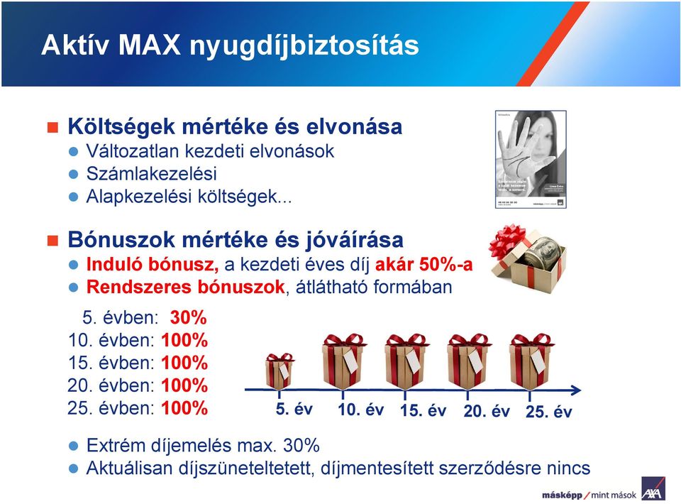 .. Bónuszok mértéke és jóváírása Induló bónusz, a kezdeti éves díj akár 50%-a Rendszeres bónuszok, átlátható